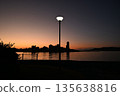 Street lights and coastal night view 135638816