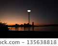 Street lights and coastal night view 135638818