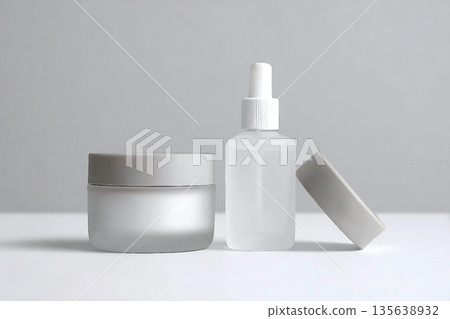 a gray background cosmetic container set 135638932