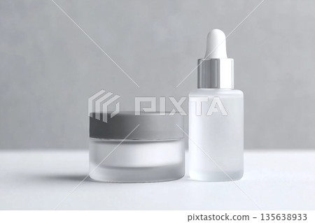 a gray background cosmetic container set 135638933