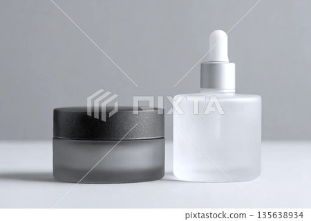 a gray background cosmetic container set a gray background cosmetic container set 135638934
