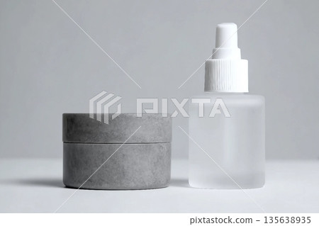 a gray background cosmetic container set 135638935