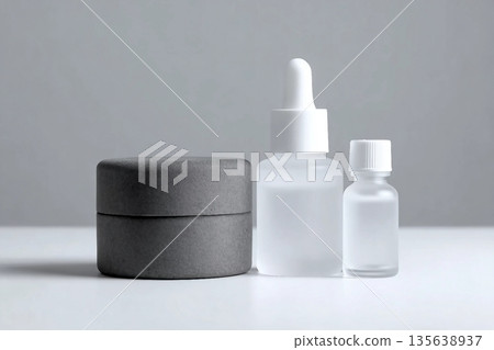 a gray background cosmetic container set 135638937