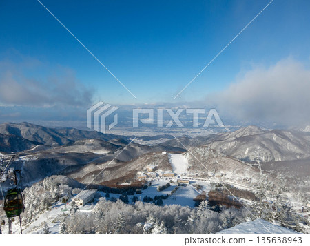 Shiga Kogen Giant Ski Resort and Higashidateyama Ski Resort seen from the Higashidateyama summit observation deck Shiga Kogen Giant Ski Resort and Higashidateyama Ski Resort seen from the Higashidateyama summit observation deck 135638943