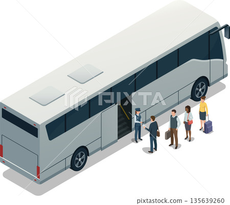 Passengers lining up to board the bus 135639260