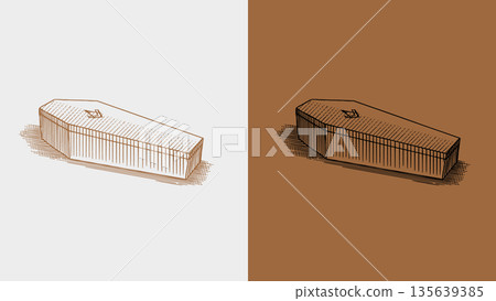 .Freemason and Mason Coffin symbols. Illuminati and secret union or brotherhood logo engraving, hand .Freemason and Mason Coffin symbols. Illuminati and secret union or brotherhood logo engraving, hand 135639385
