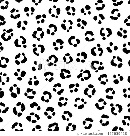 Cheetah leopard or jaguar skin pattern. Seamless black and white design for textile clothing and web Cheetah leopard or jaguar skin pattern. Seamless black and white design for textile clothing and web 135639418
