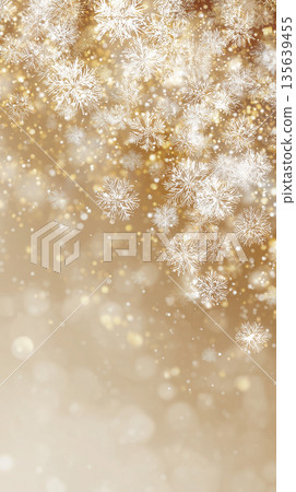Luxury background material with gold glitter and sparkling snowflakes 135639455