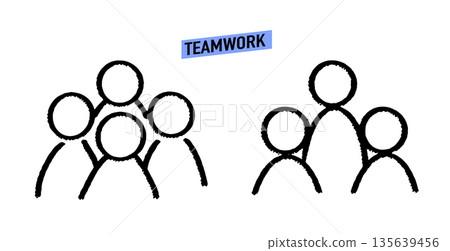 Grunge teamwork icon with people in a team also can be recognised as group of people and family 135639456