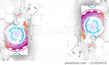 Abstract technology background. Communication concept, futuristic digital innovation background. Vector illustration Abstract technology background. Communication concept, futuristic digital innovation background. Vector illustration 135639478