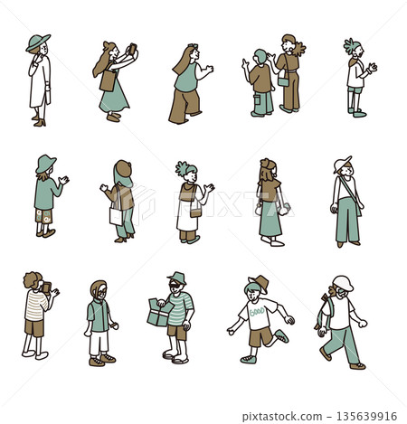 一組描繪女性透過對話和反應表達意圖的插圖。 一組描繪女性透過對話和反應表達意圖的插圖。 135639916