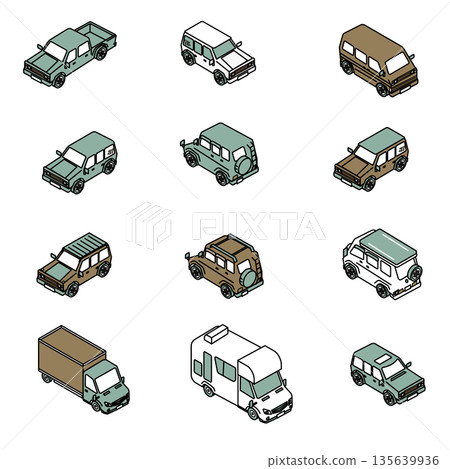 A simple illustration set of various types of cars 135639936