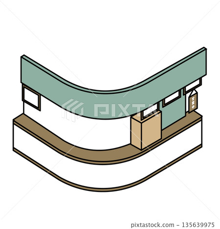 Illustration material of a curved counter that can be used in stores and facilities Illustration material of a curved counter that can be used in stores and facilities 135639975