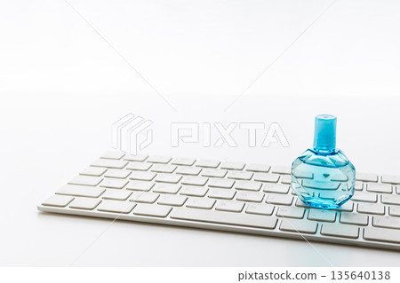 Eye drops, dry eyes, eye strain, white background 135640138