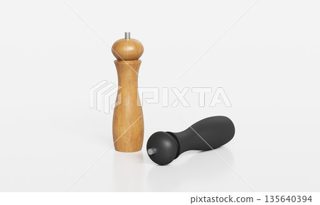 Salt and Pepper Grinder Mock up. 3D Rendering. 135640394
