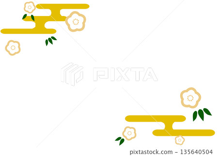 Illustration of pale yellow flowers, haze, and bamboo leaves Illustration of pale yellow flowers, haze, and bamboo leaves 135640504