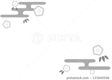 Gray flowers, haze and bamboo leaves illustration Gray flowers, haze and bamboo leaves illustration 135640506