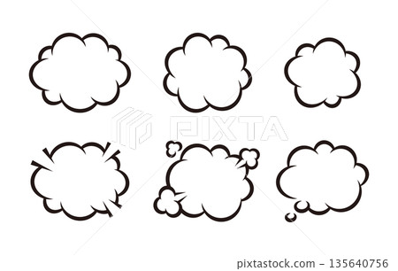 Comic style cloud speech bubble variation set Comic style cloud speech bubble variation set 135640756