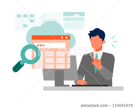 CRM操作圖示,視覺化客戶管理和進度。透過銷售管理和數據組織,提高業務效率。 CRM操作圖示,視覺化客戶管理和進度。透過銷售管理和數據組織,提高業務效率。 135641078