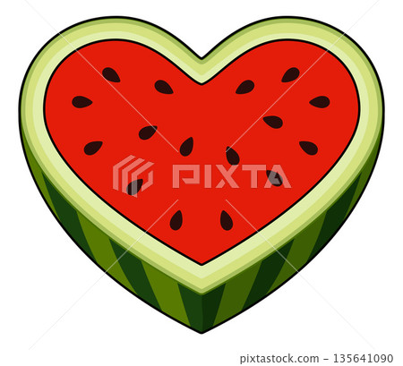 Love of Watermelon Heart Shaped Fruit Concept 135641090