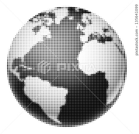 Black White World Planet Earth Globe Map Halftone 135641099