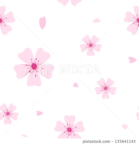 Sakura flower seamless pattern background, transparent background png. Sakura flower seamless pattern background, transparent background png. 135641143