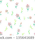 Watercolor Floral Seamless Pattern Pink 135641689