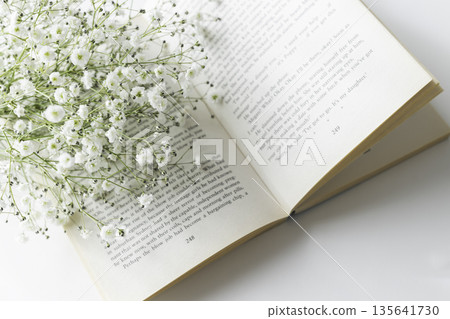 白色滿天星與一本外國書：靜物與空間 135641730