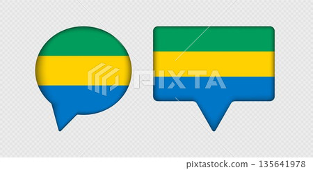 Flag of Gabon in speech bubble. Flag of Gabon in speech bubble. 135641978