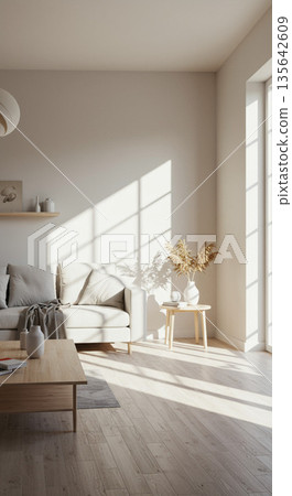 white living room with yellow brick wall white living room with yellow brick wall 135642609