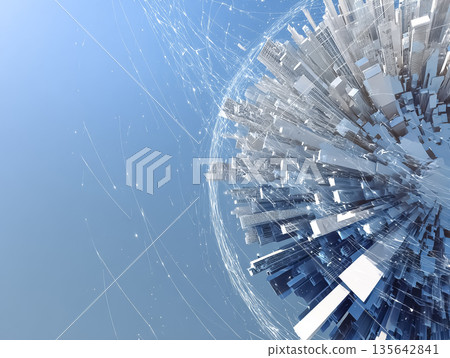 一座被球形網路環繞的未來城市 | 全球科技CG影像 135642841