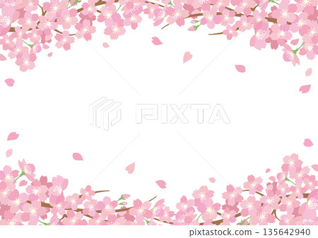 Cherry blossom snowflake design frame background material Cherry blossom snowflake design frame background material 135642940