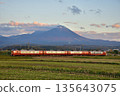 The Yakumo express train runs near Mt. Daisen 135643075