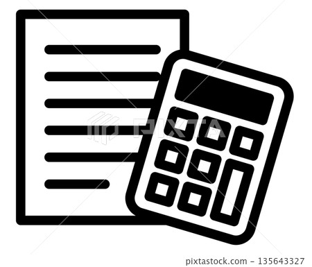 Document and calculator quote/calculation icon Simple business icon Document and calculator quote/calculation icon Simple business icon 135643327