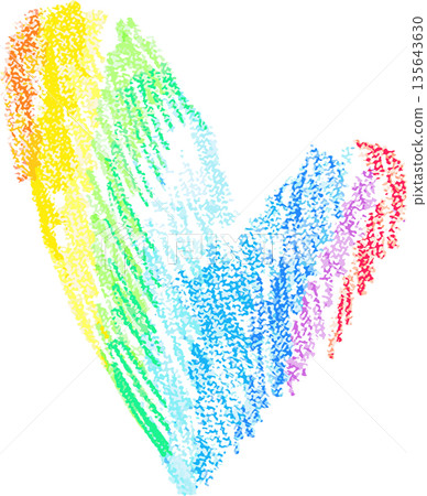 Chalk Drawn Rainbow Heart Child Illustration Chalk Drawn Rainbow Heart Child Illustration 135643630