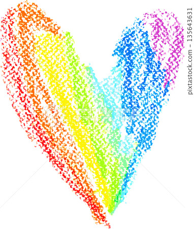 Chalk Drawn Rainbow Heart Child Illustration 135643631
