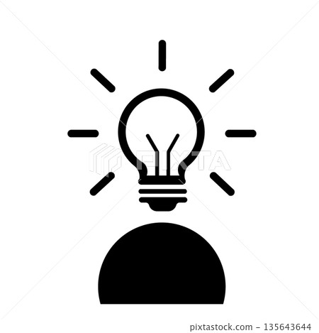 Light bulb and person icon (black) symbolizing inspiration 135643644