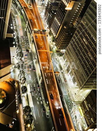 Night view of the Metropolitan Expressway near Roppongi from above Night view of the Metropolitan Expressway near Roppongi from above 135643802