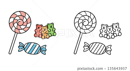 簡單的糖果圖示插圖 135643937