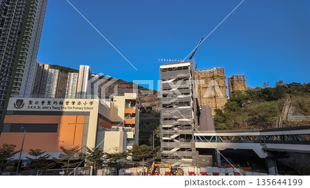 Jan 18 2026 Footbridge links On Tat Estate across elevated urban setting Jan 18 2026 Footbridge links On Tat Estate across elevated urban setting 135644199