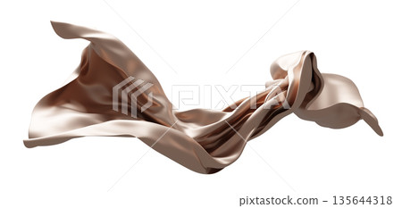 Luxury beige fabric on white background with copy space 3D render 135644318