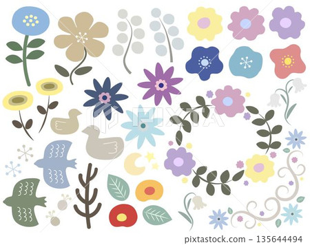 Scandinavian style simple and cute illustration set Scandinavian style simple and cute illustration set 135644494