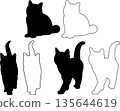 Cat black and white silhouette set 135644619