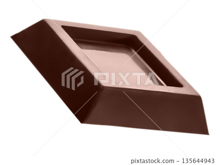Single dark chocolate piece isolated on white background Single dark chocolate piece isolated on white background 135644943