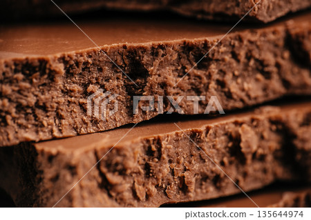 Dark chocolate cross section macro texture 135644974