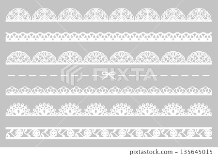 White lace-like line illustration set 135645015
