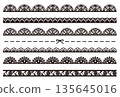 Black lace-like line illustration set 135645016