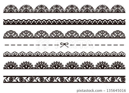 Black lace-like line illustration set 135645016