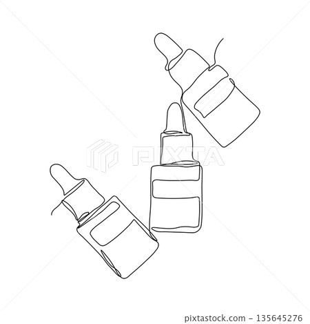 Face serum one line illustration. Skin care line drawing. Beauty vector design Face serum one line illustration. Skin care line drawing. Beauty vector design 135645276