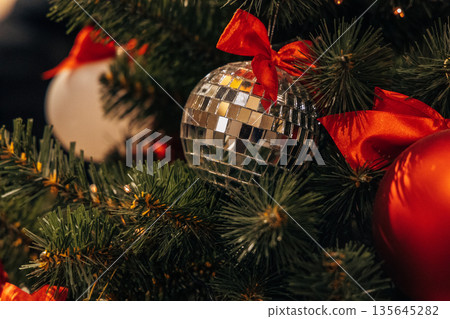 New Year decorations and Christmas atmosphere on a winter street in Moscow New Year decorations and Christmas atmosphere on a winter street in Moscow 135645282